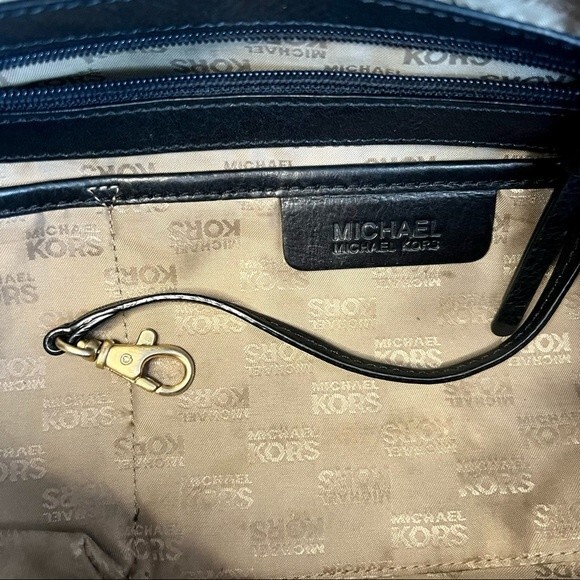 Michael Kors Black Leather & Nylon Shoulder Designer Handbag Purse w/ Dust Bag - Picture 11 of 16